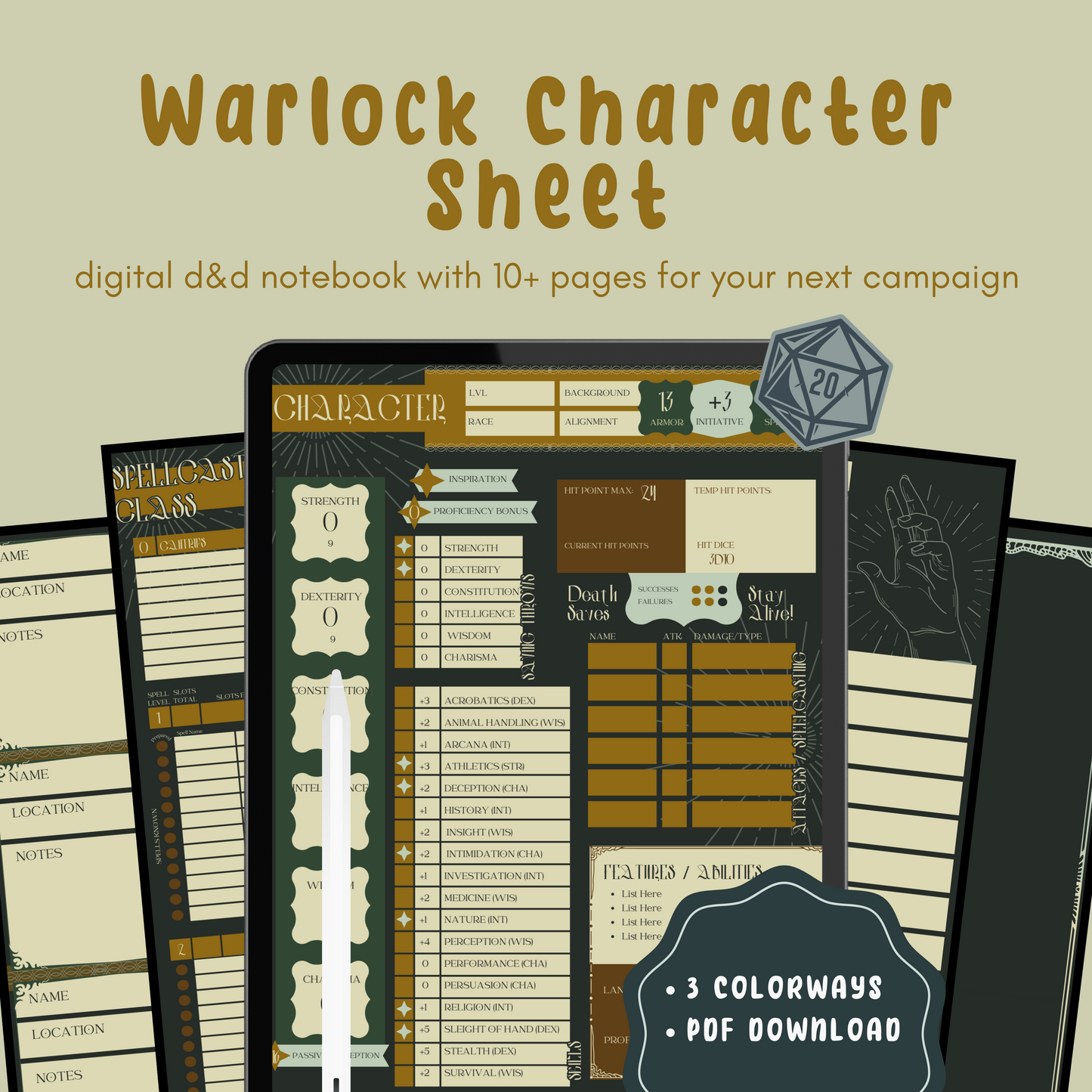 Warlock D&D Player Notebook