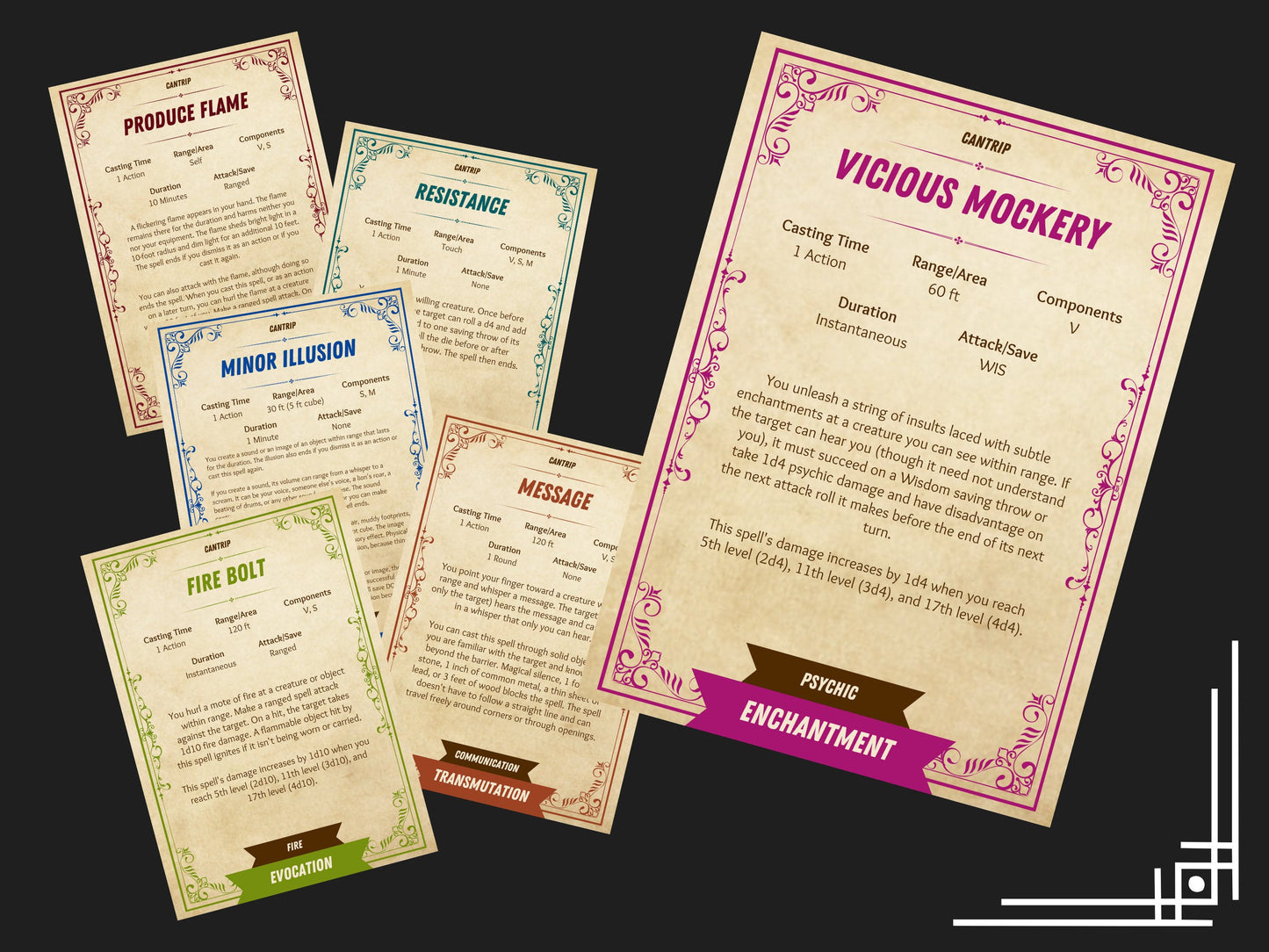 D&D Spell Cards (Cantrips) - Digital Download