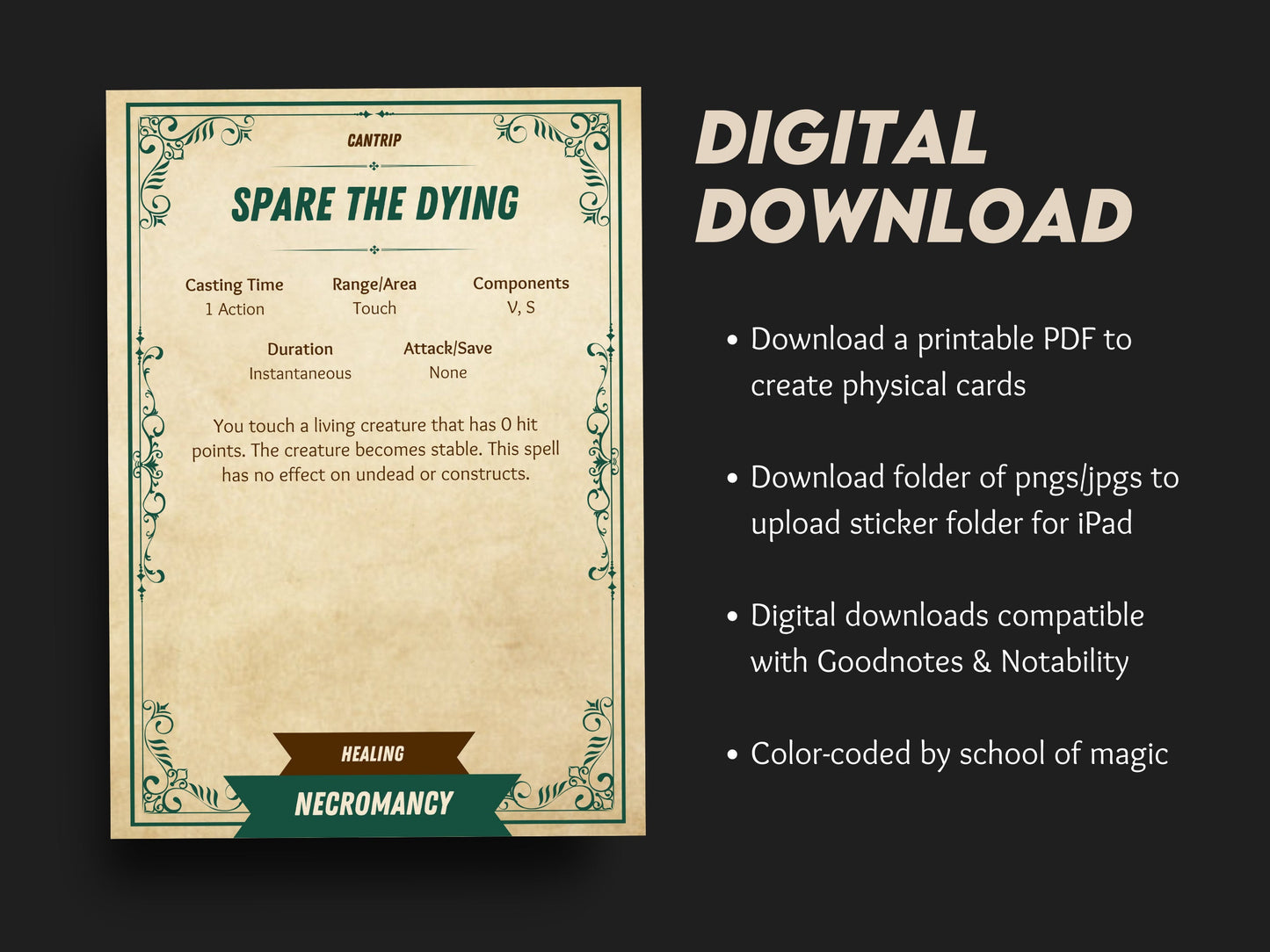 D&D Spell Cards (Cantrips) - Digital Download