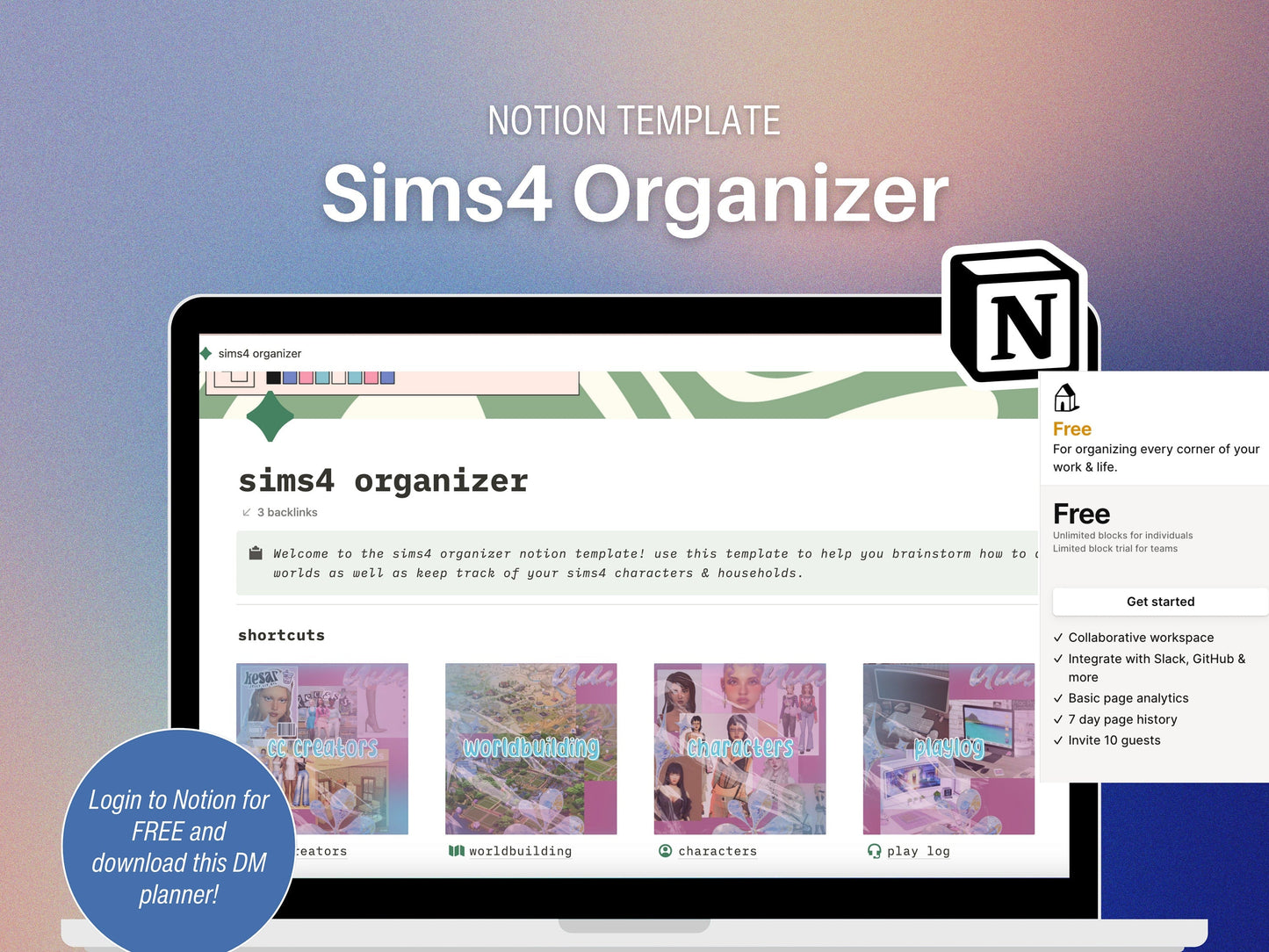 Sims4 Organizer Notion Template