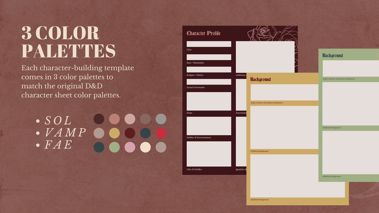 Digital D&D Character Background Template