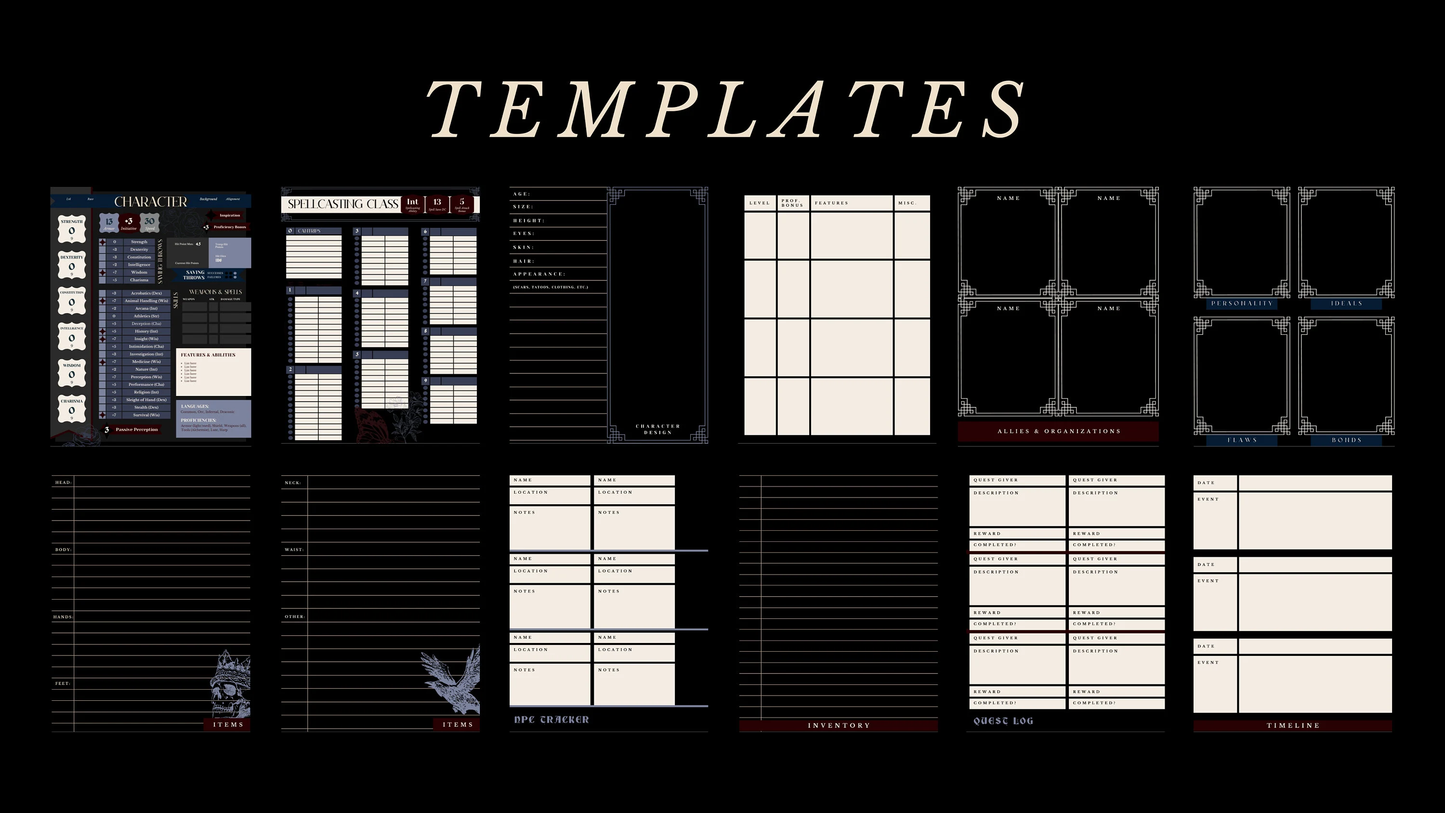 Dark D&D Player Notebook