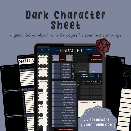 Dark D&D Player Notebook