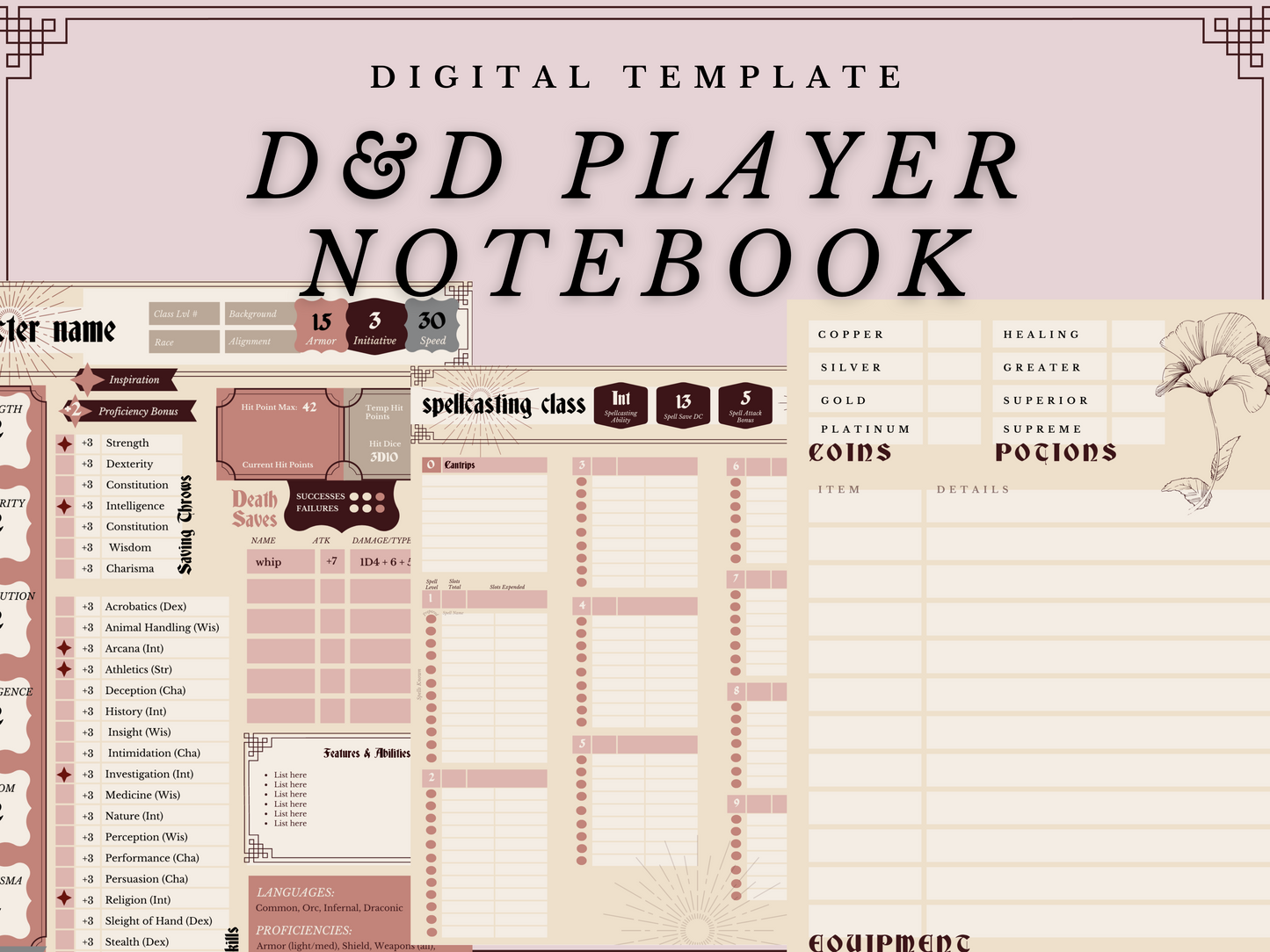 Classic D&D Player Notebook (Digital/Canva/PDF)