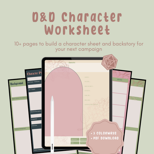 Digital D&D Character Background Template