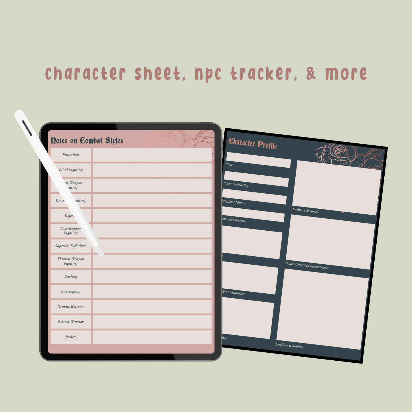 Digital D&D Character Background Template