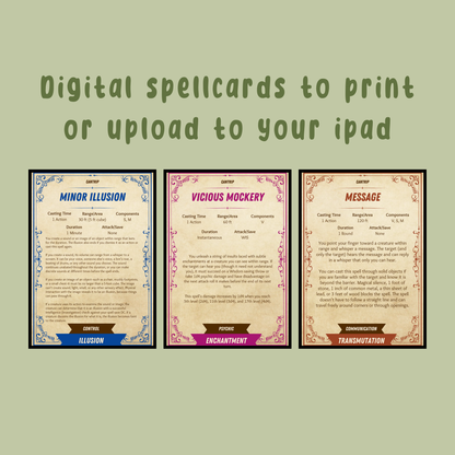D&D Spell Cards (Cantrips) - Digital Download