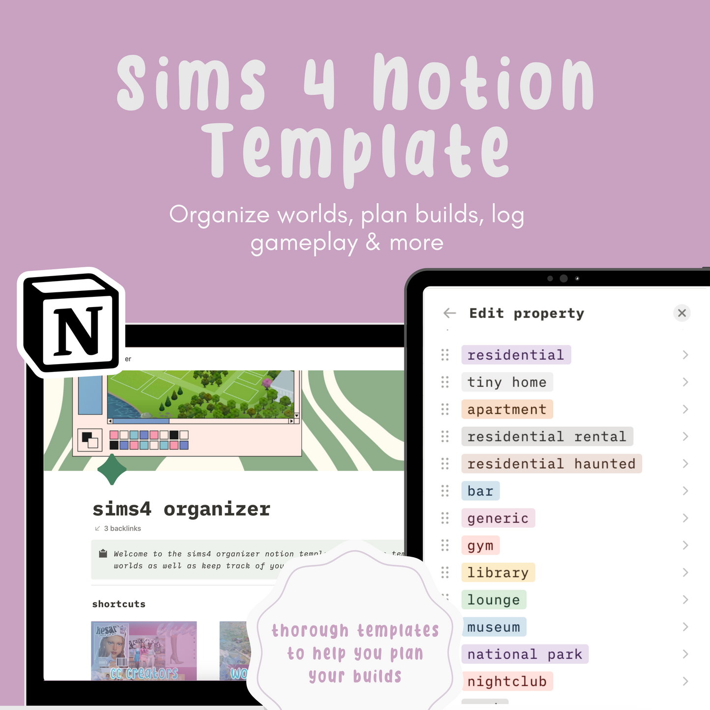 Sims4 Organizer Notion Template