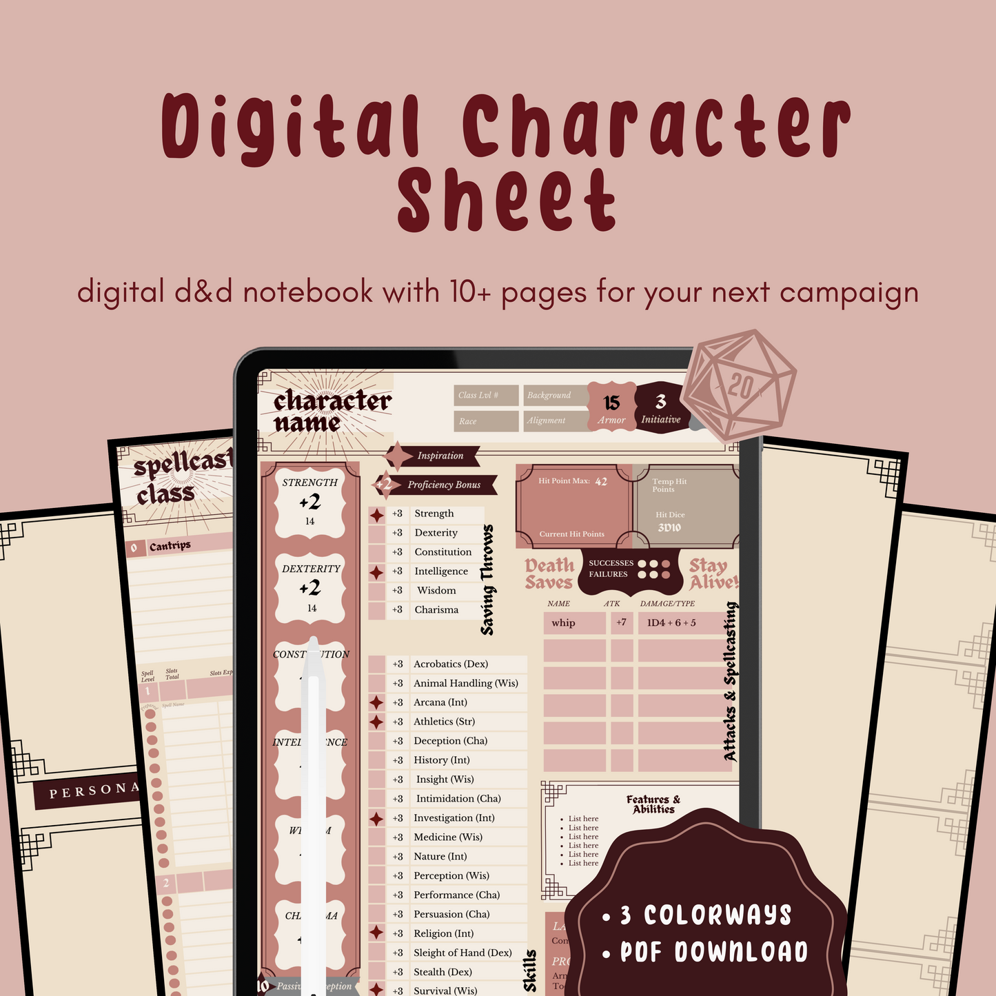 Classic D&D Player Notebook (Digital/Canva/PDF)