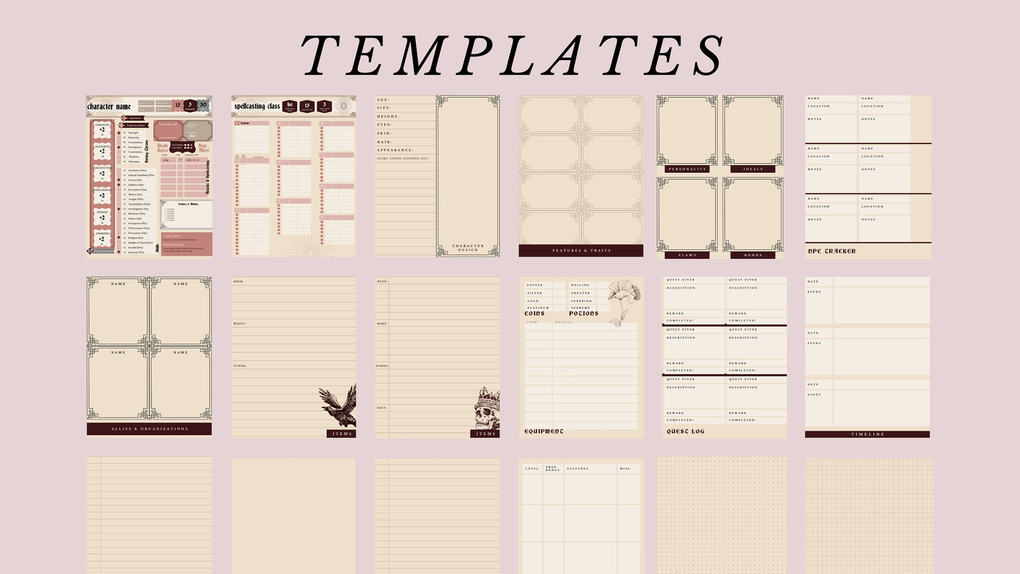 Classic D&D Player Notebook (Digital/Canva/PDF)