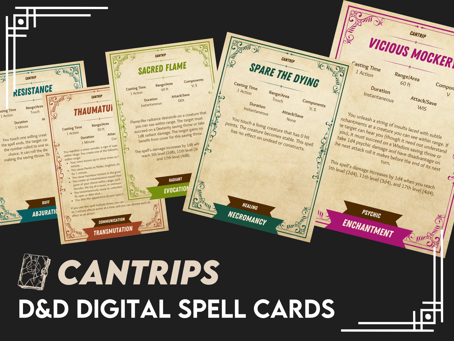 D&D Spell Cards (Cantrips) - Digital Download