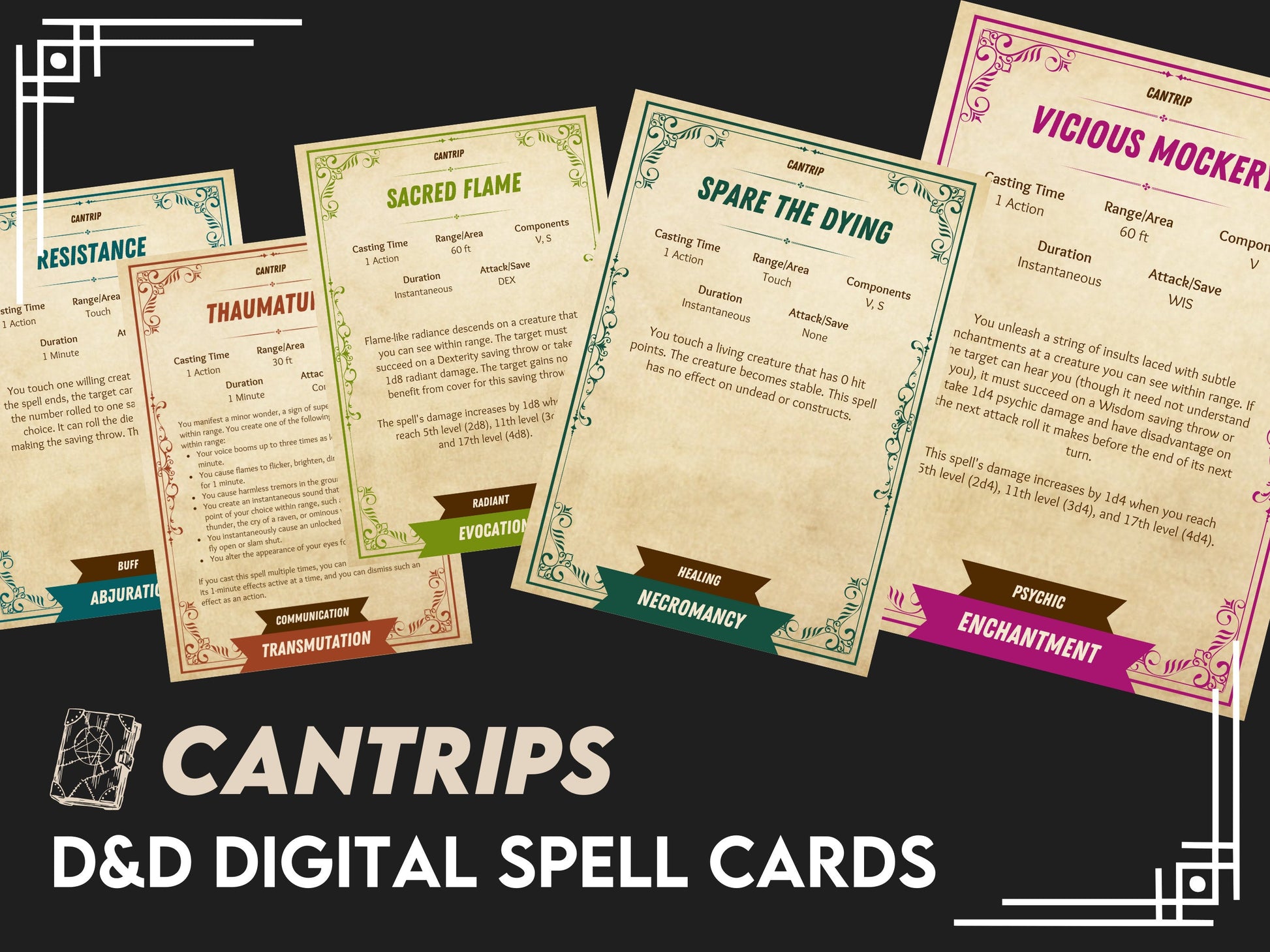 D&D Spell Cards (Cantrips) - Digital Download