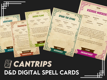 D&D Spell Cards (Cantrips) - Digital Download