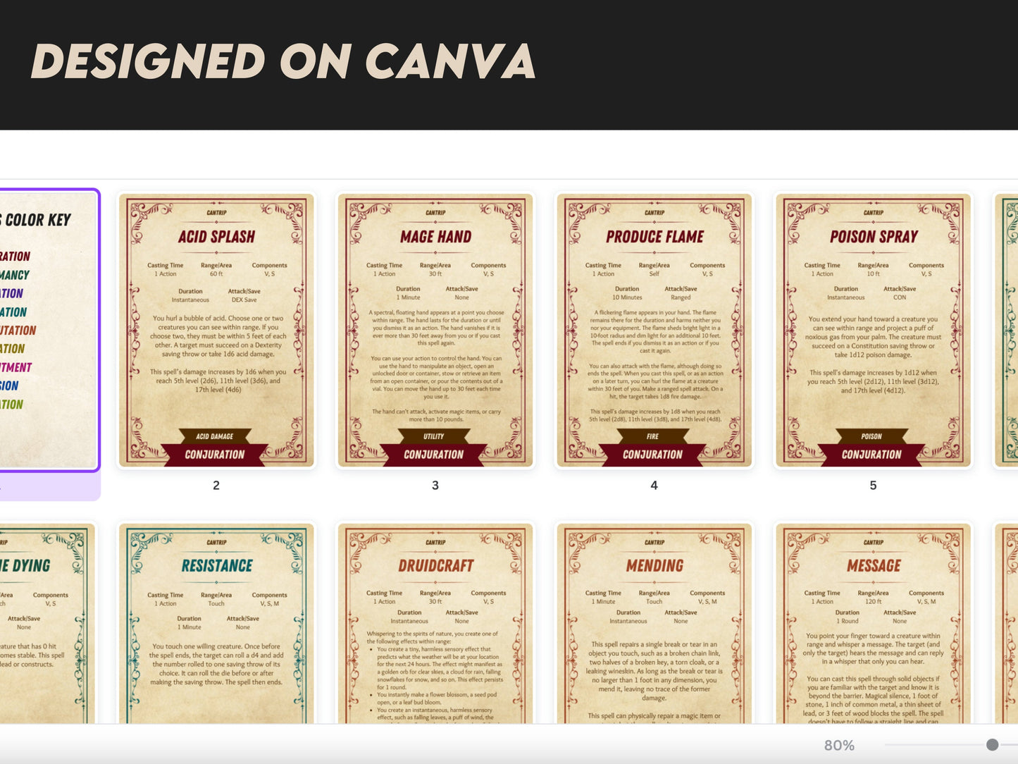 D&D Spell Cards (Cantrips) - Digital Download