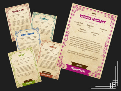 D&D Spell Cards (Cantrips) - Digital Download