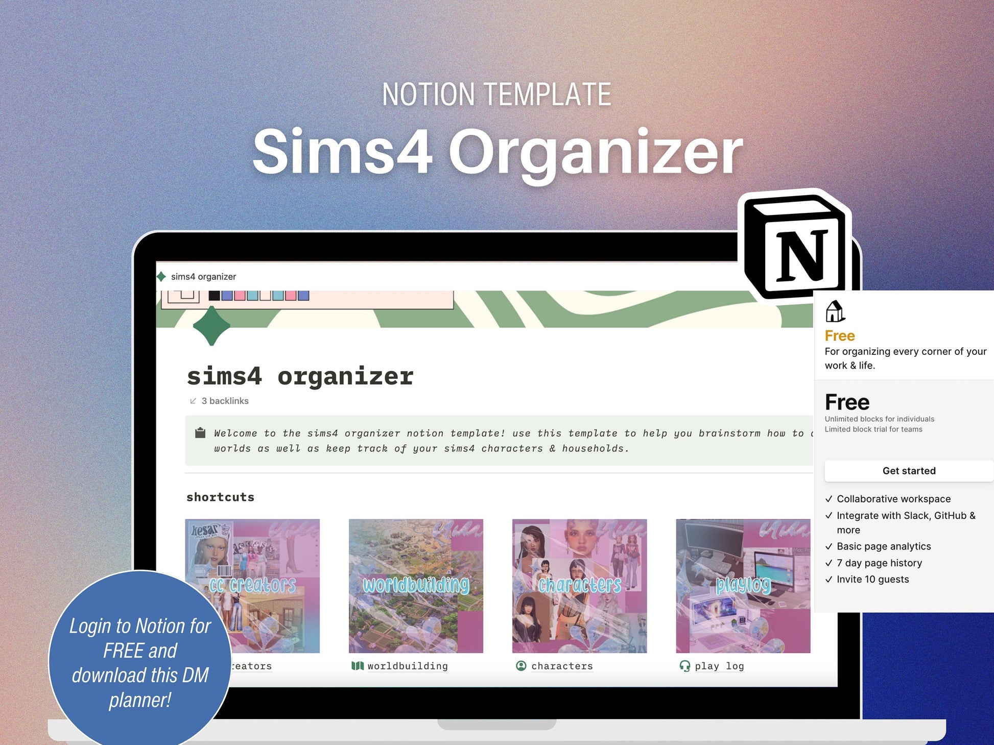 Sims4 Organizer Notion Template