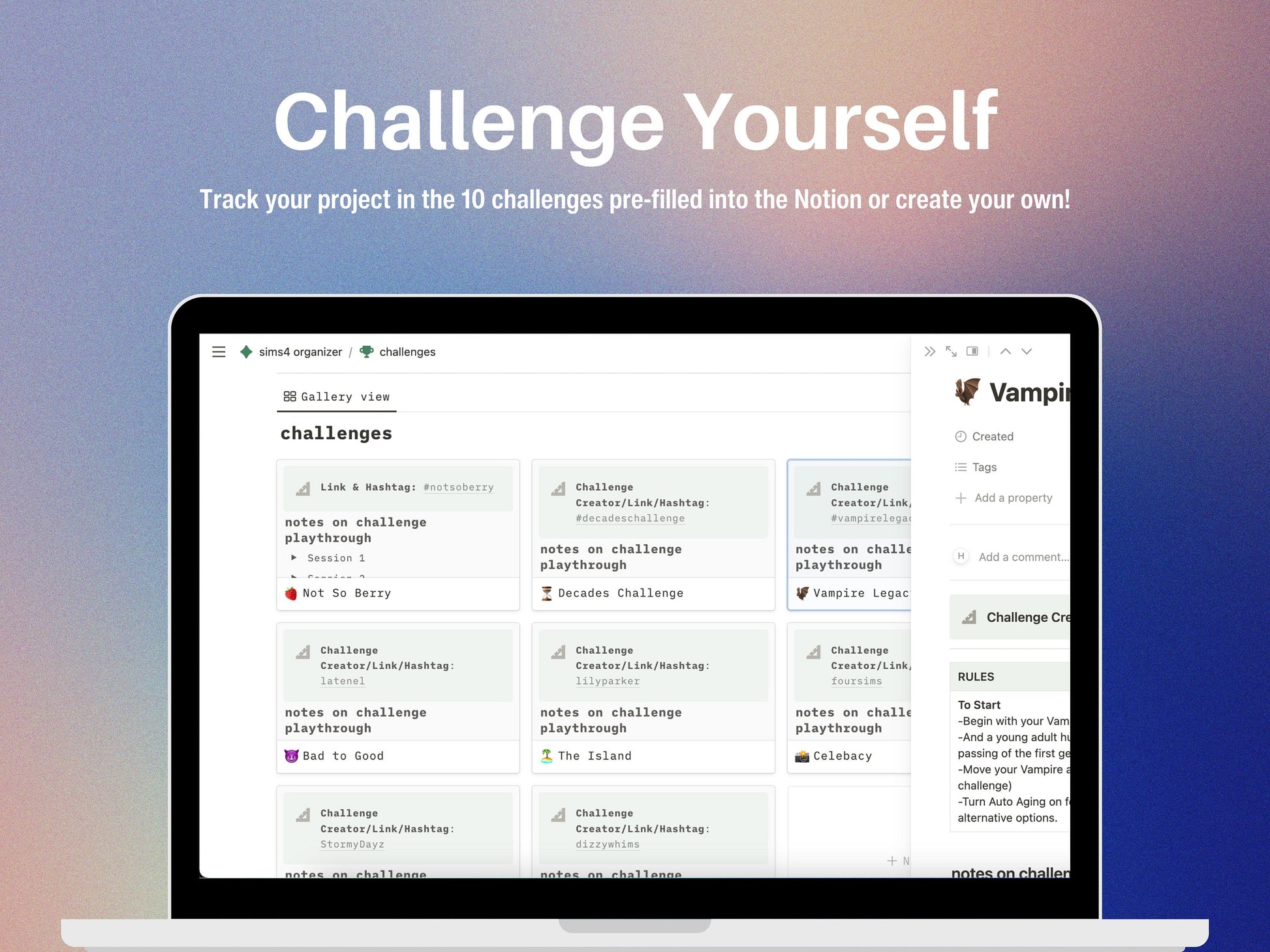 Sims4 Organizer Notion Template