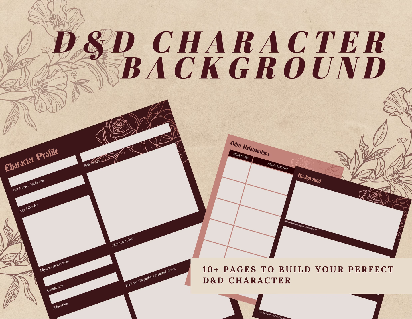 Digital D&D Character Background Template