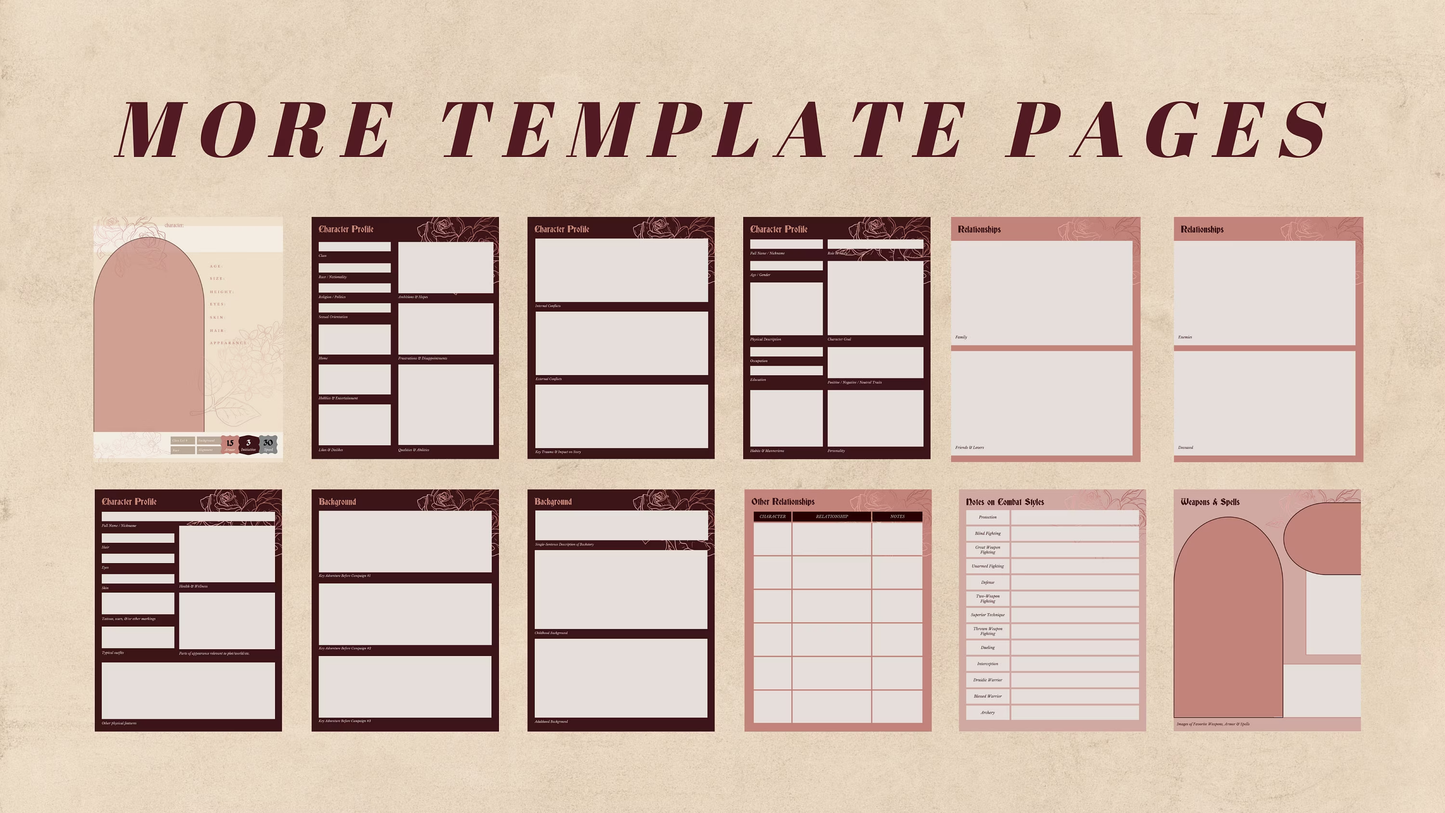 Digital D&D Character Background Template